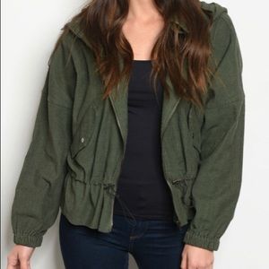 Corduroy olive zip up jacket!
